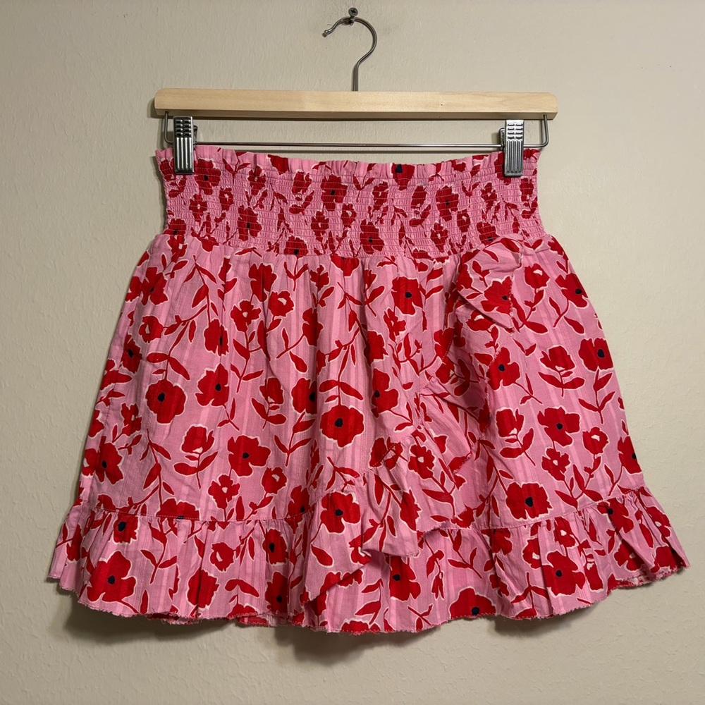 NWT Vineyard Vines Girls Floral Pink and Red Rock Rose Smoked Skirt Size L
